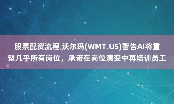 股票配资流程 沃尔玛(WMT.US)警告AI将重塑几乎所有岗位，承诺在岗位演变中再培训员工